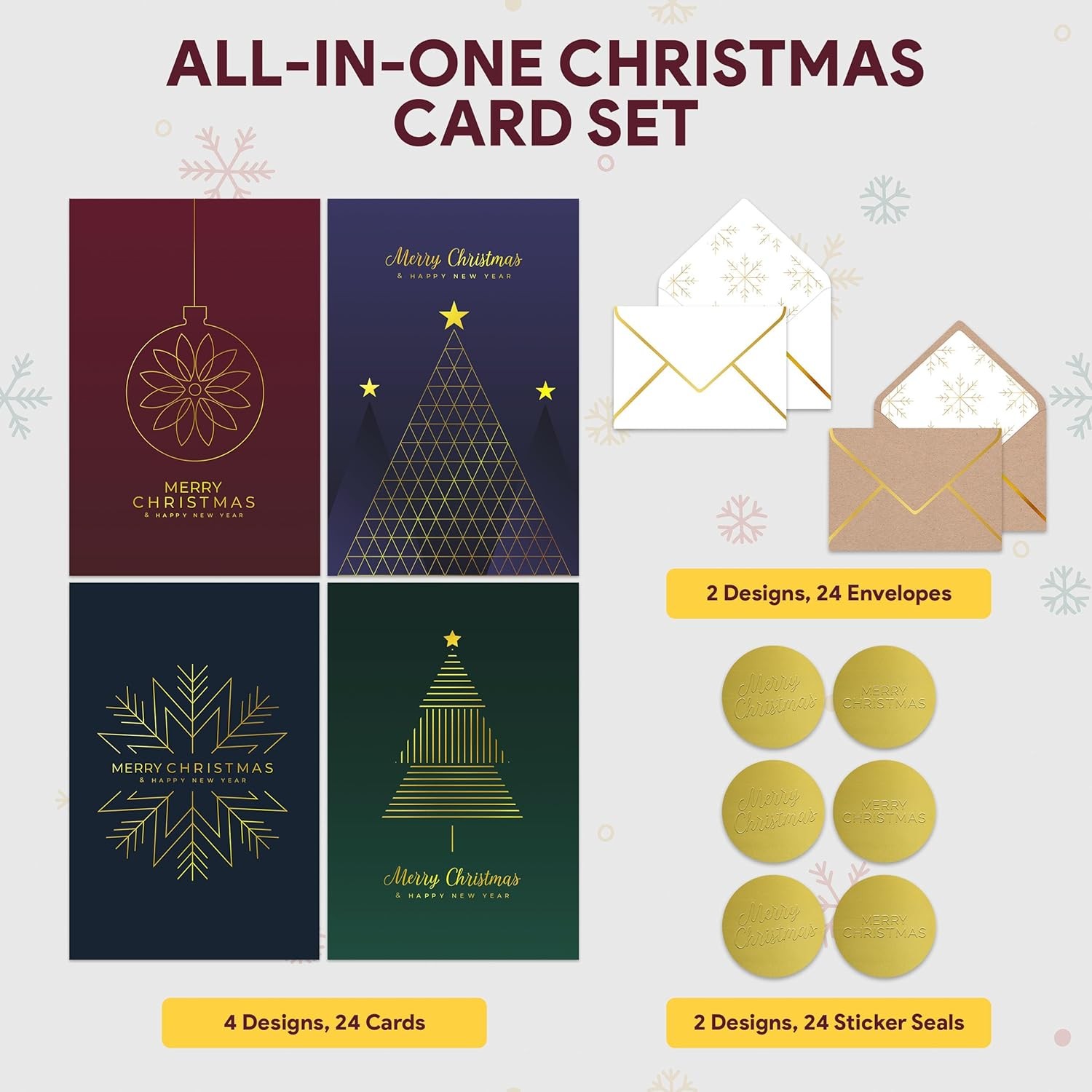 Decorably 24 Pack Gold Foil Embossed 4x6in Minimalist 4×6 inches, metallic