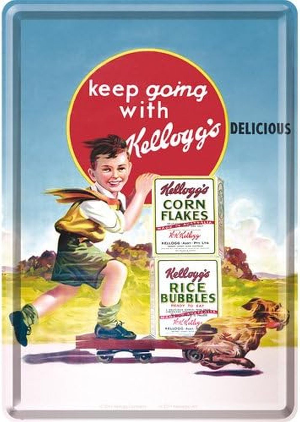Tin postcard – 3 x 6 in – Kellogg’s Keep Going