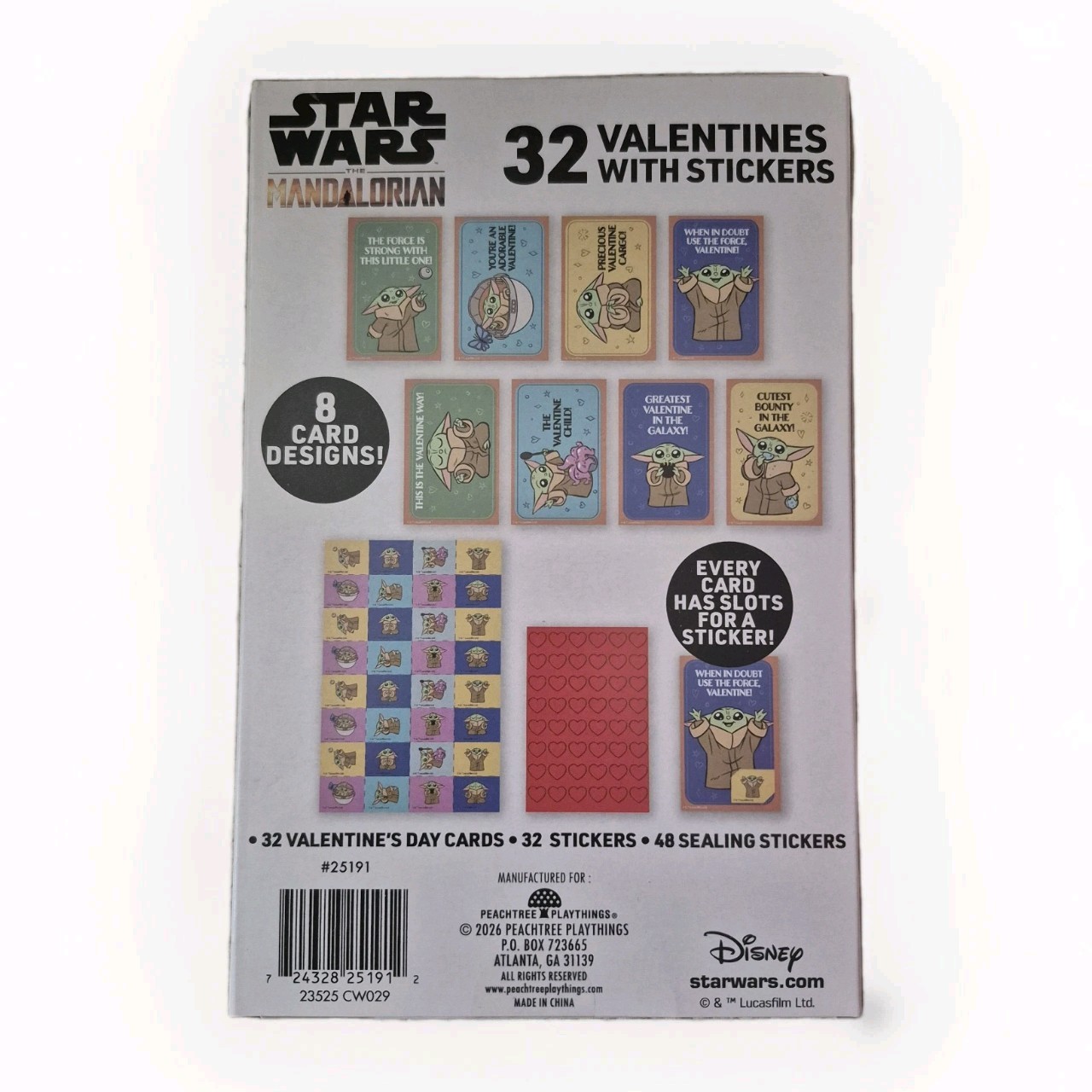 Star Wars Mandalorian 32 Valentines Cards w/ Grogu Stickers