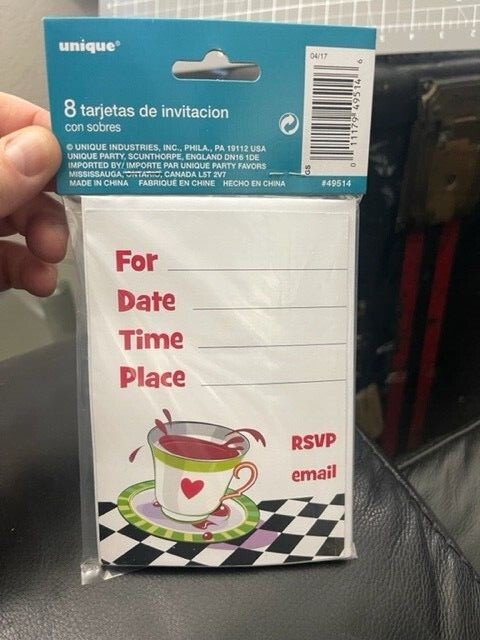 Mad Hatter Tea Birthday Party Invitations (8 )Count Party Supplies New!!!