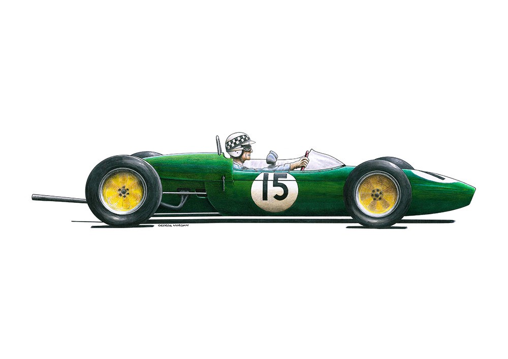 Innes Ireland, Lotus 21 United States Grand Prix 1961, Greeting Card A5 size