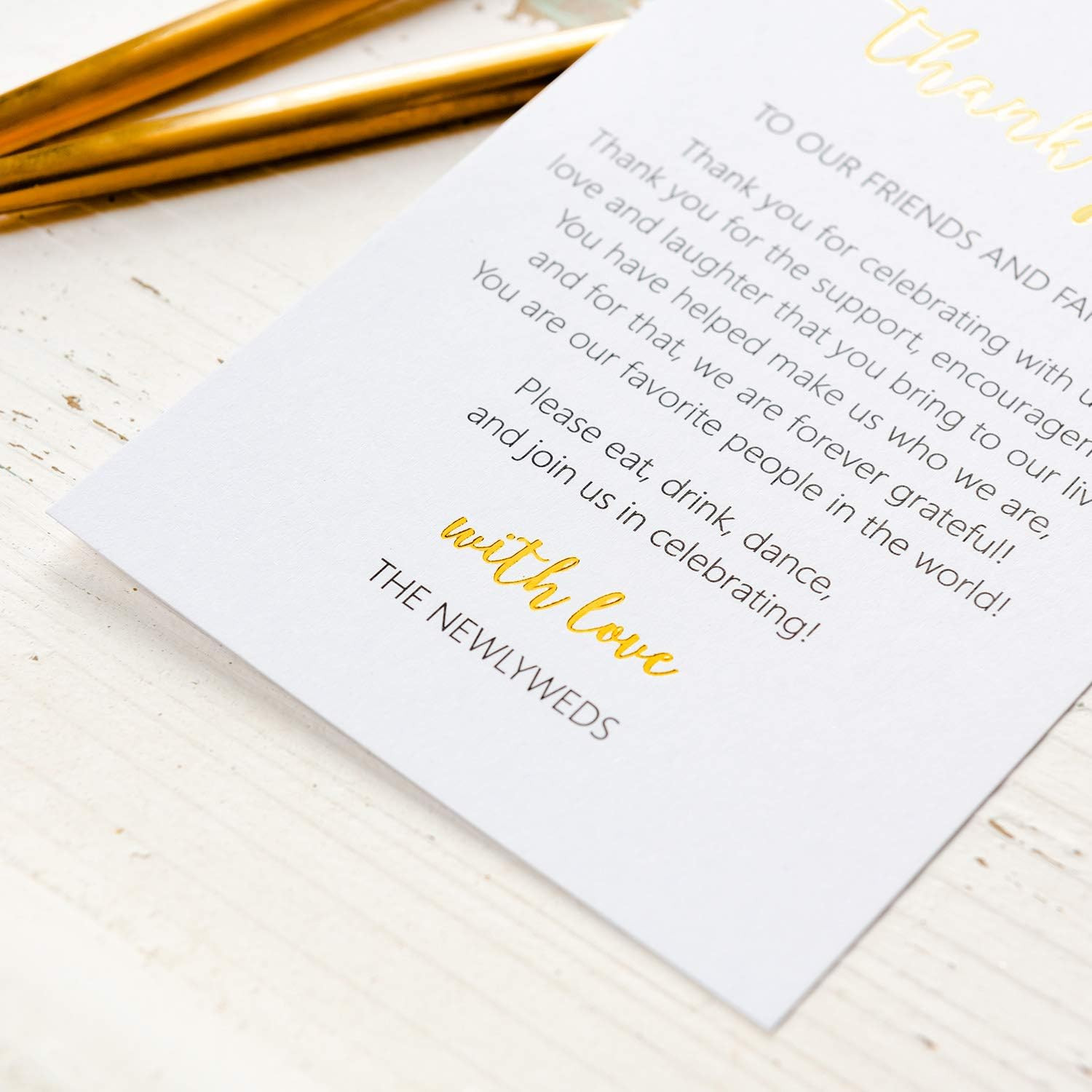 Gold Foil Thank You Cards 50 Count Elegant Wedding Reception Place Cards