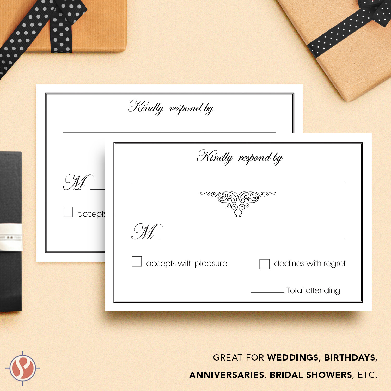 RSVP Wedding Return Cards and Envelopes, White, 4 x 6 (A6 Size), 50 Per Pack