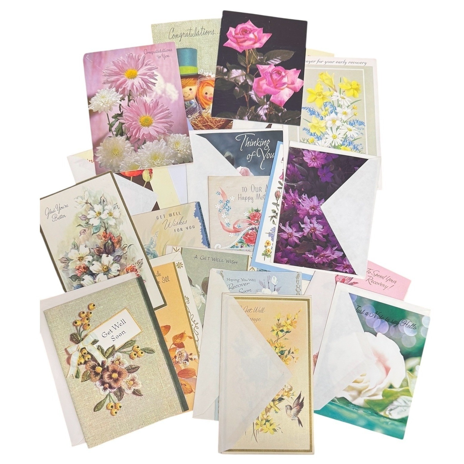 3lbs Vintage Greeting Card Lot Mixed Occasions Birthday Get Well Thanks Ephemera