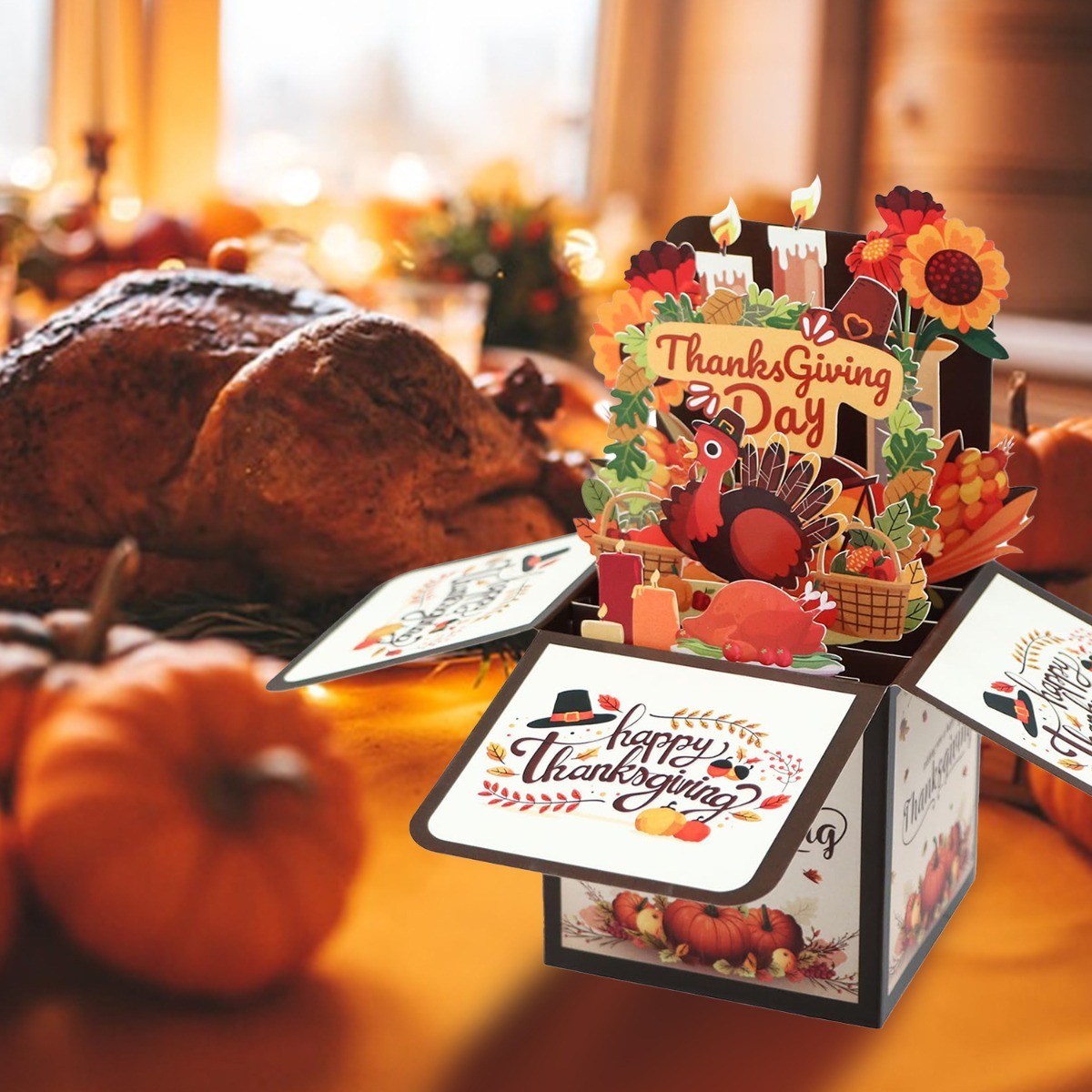 Thanksgiving Pop-Up Turkey Card – Autumn Harvest Greeting Card With 3D Design US