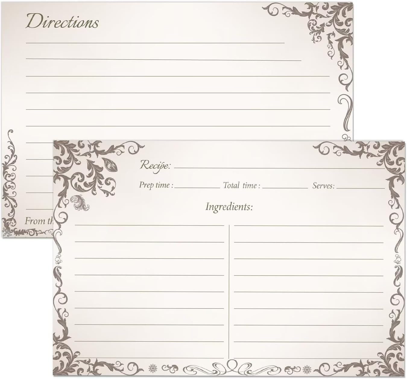 4X6 Blank Recipe Cards (60-Pack) – Line Art Design for Cooking, Bridal Showers,