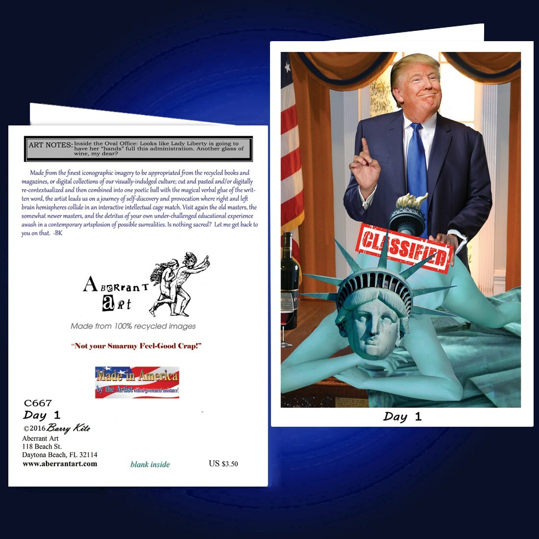 TRUMP Cards from Aberrant Art: 12 (Blank Inside) CARDS- 5X7 /envelopes