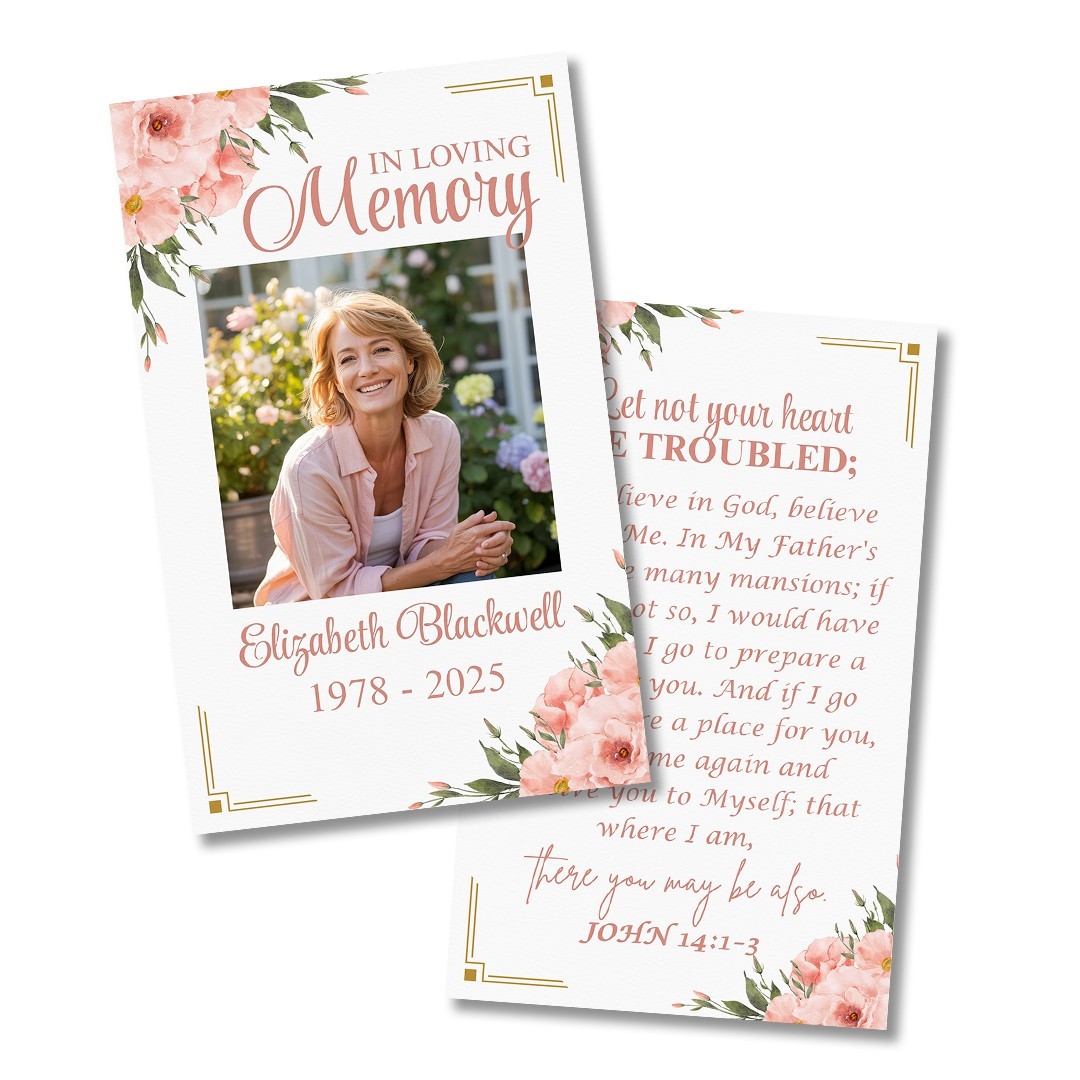 Personalized with Prayer Funeral Memorial Prayer Cards – 50 Cards Funeral Favors