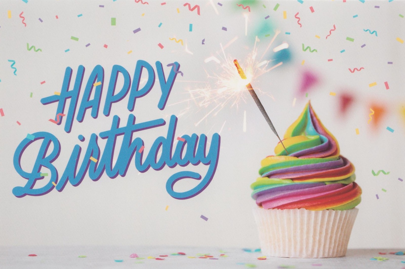 Birthday Colorful Cup Cake With Sparkles 1 Card 1 Envelope Greeting Card
