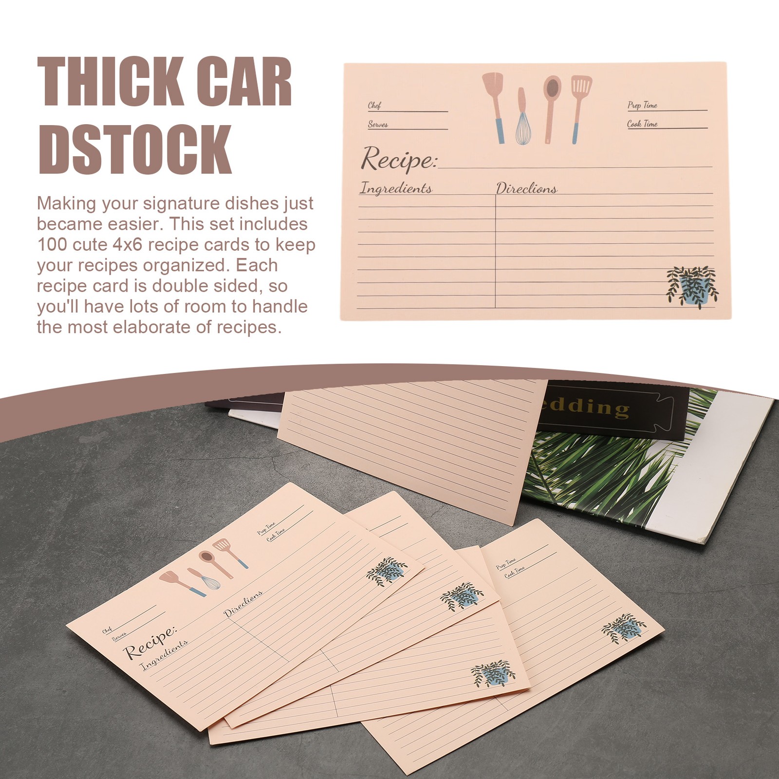 Recipe Cards 4X6Inches Set of 100 Sided Thick Cardstock Blank Recipe Cards6802