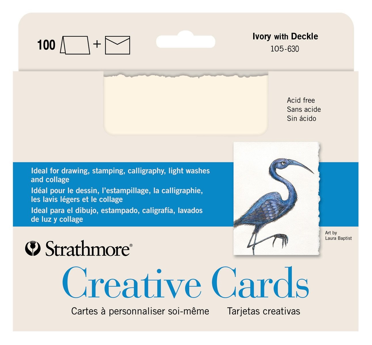 Creative Cards, Ivory with Deckle Edge, 5×6.875 inches, 100 Pack, Envelopes Incl