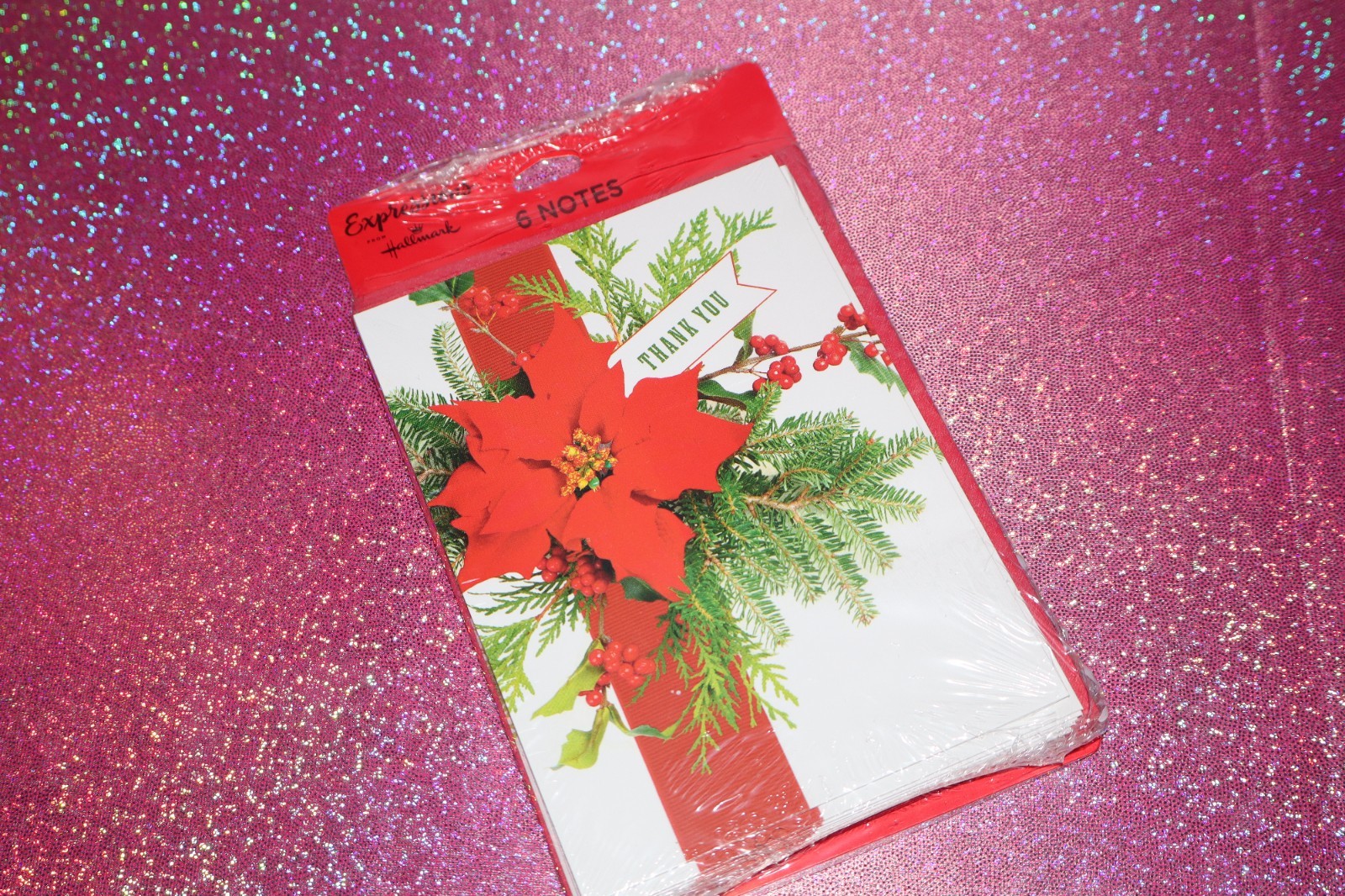 Hallmark Holiday Poinsettia Thank You Notecards with Envelopes, Red Green White