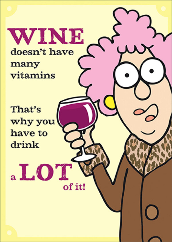 Wine Doesn’t Have Many Vitamins Funny Birthday Card for Her Woman Women