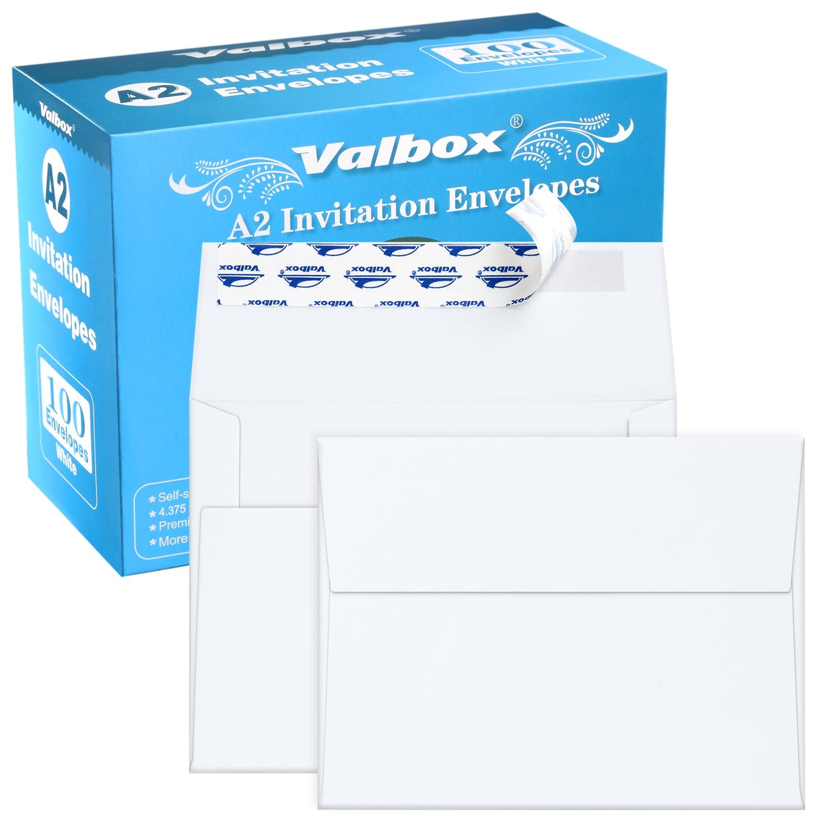 White A2 Invitation Envelopes 100 Count Self Seal 4.375×5.75 for Cards Photos