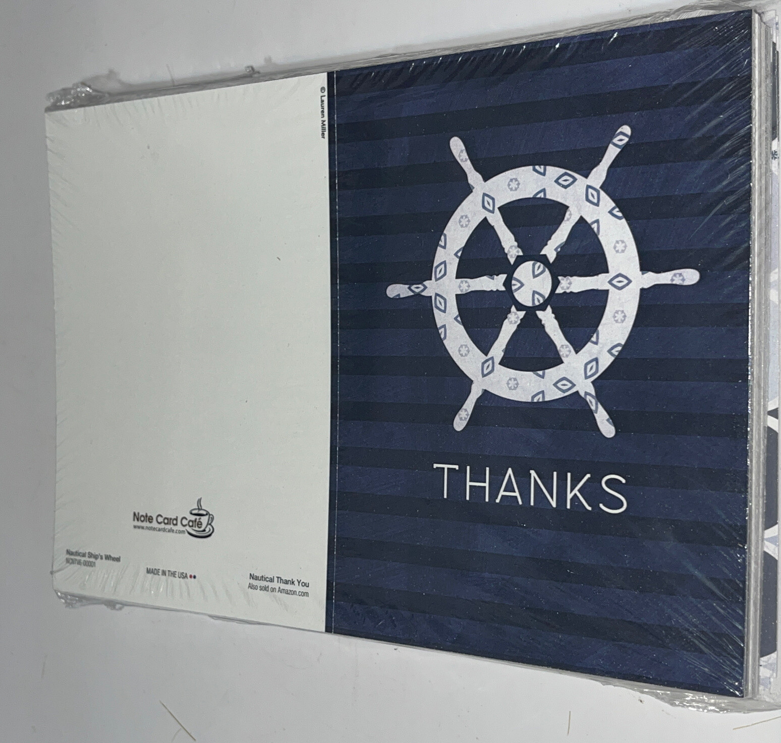36 Thank You Note Cards With Envelopes – Nautical Gray Envs 6 Designs