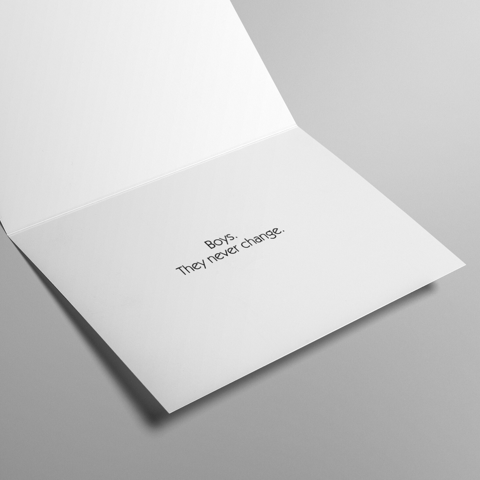Funny ANYTIME Card, Boys Never Change Silly Kid by American Greetings + Envelope