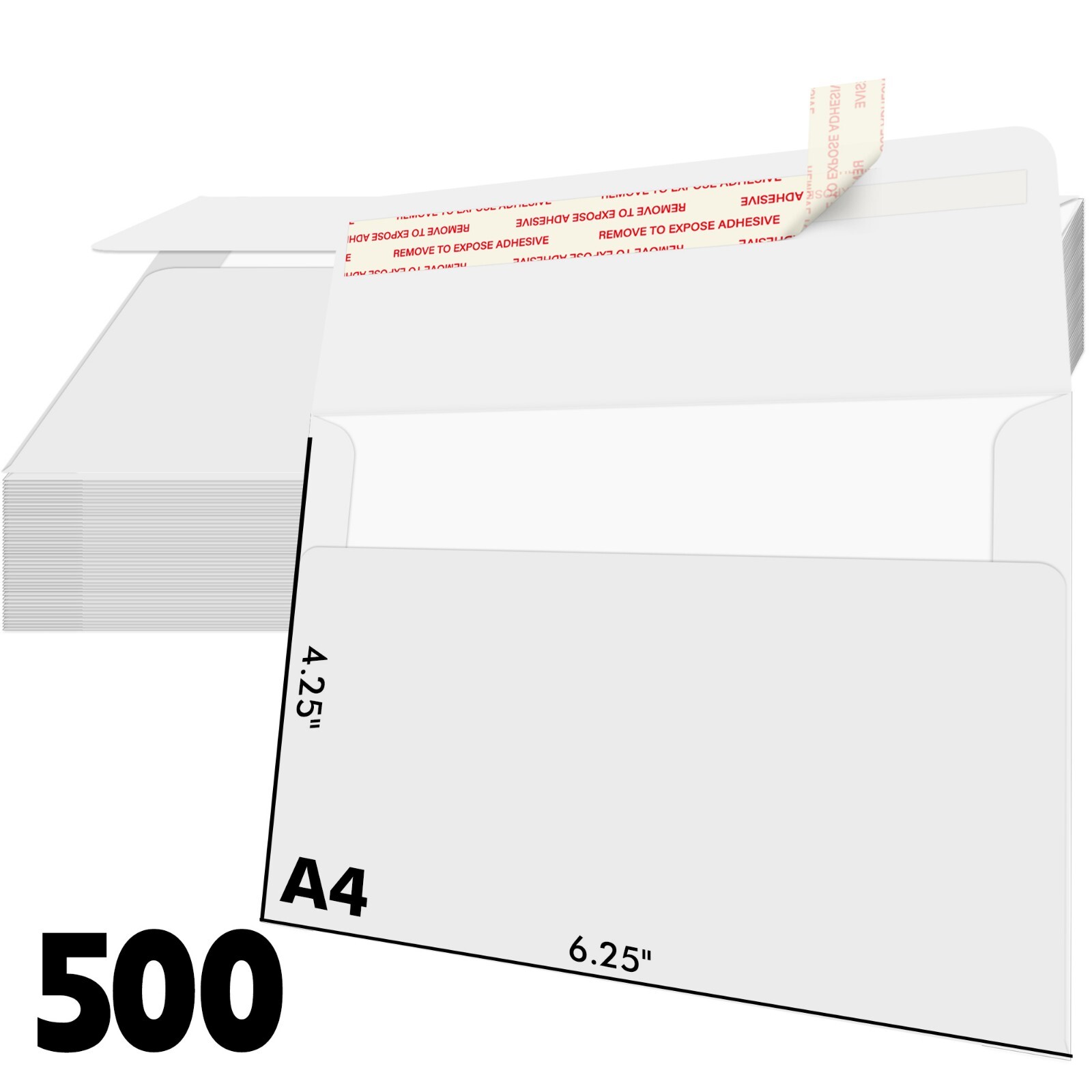500 Bright White Invitation Envelope A4 4.25″x6.25″ Self Seal for 4×6 Card Photo