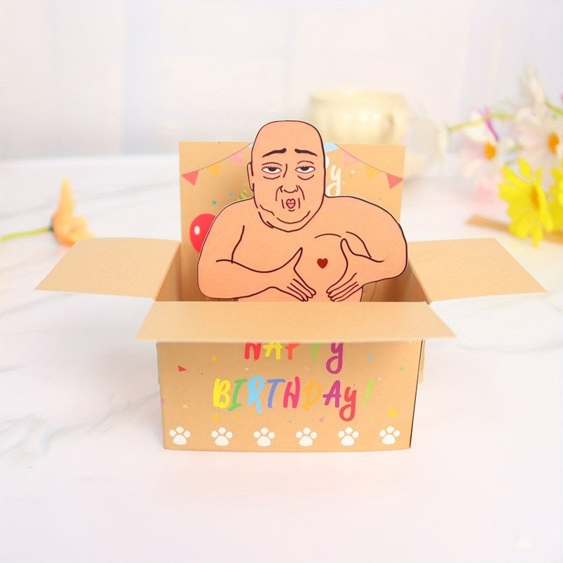 Funny Happy Birthday Pop Up 3D Card Funny Paper Craft Ornament For Home HolidaJQ