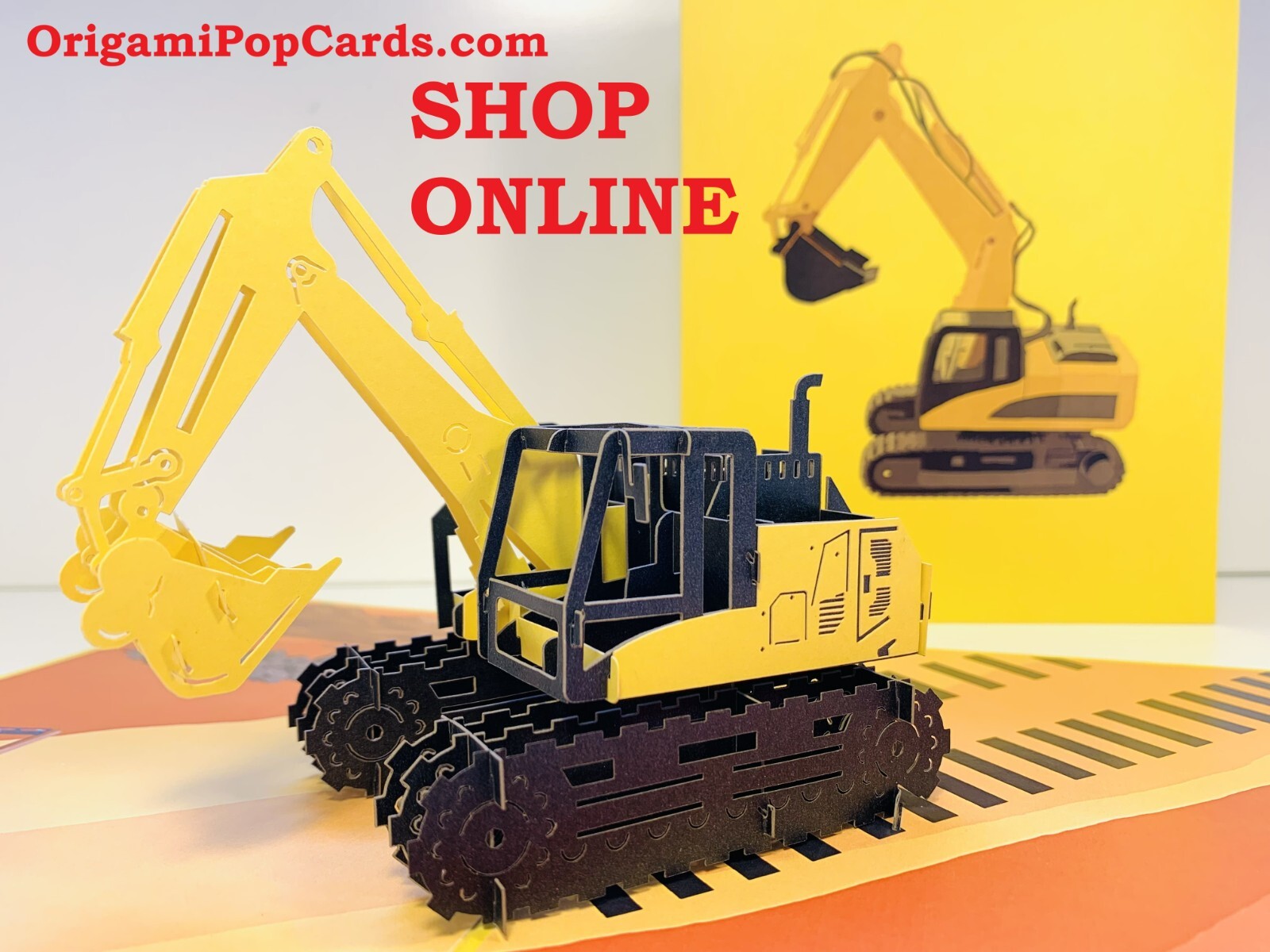 ORIGAMI POP CARDS Excavator Crane Truck 3D Happy Father’s Day Pop Up Card