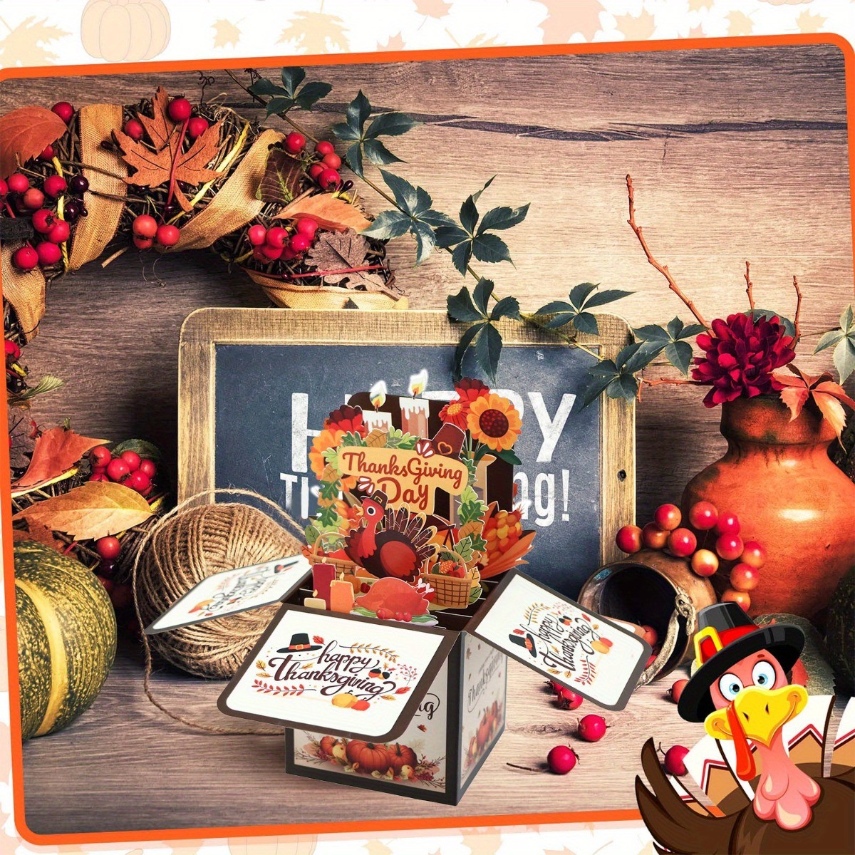 Thanksgiving Pop-Up Turkey Card – Autumn Harvest Greeting Card With 3D Design US