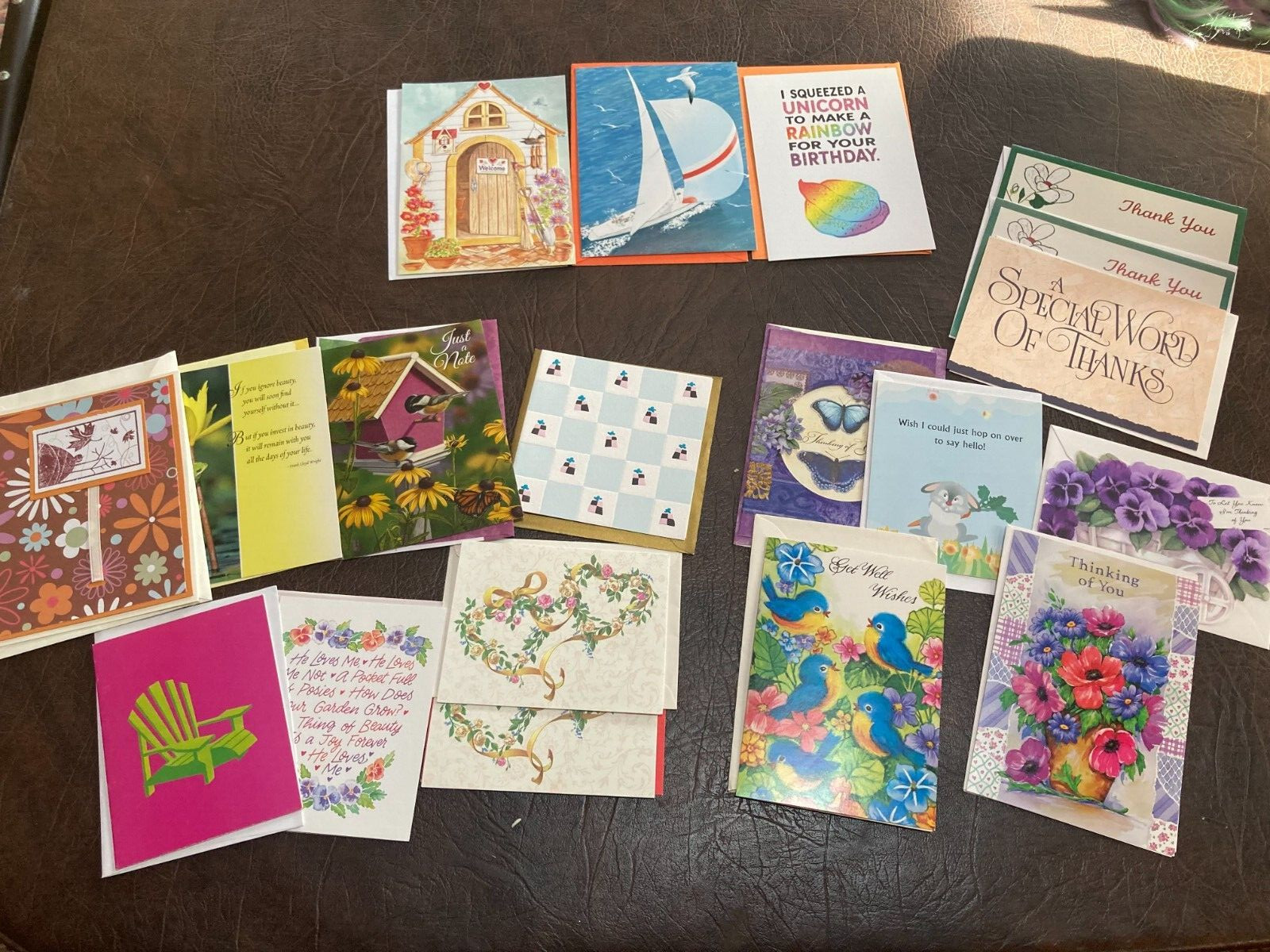 Lot of 19 Assorted Cards Greeting Birthday Thank You Cards w/Envelopes New