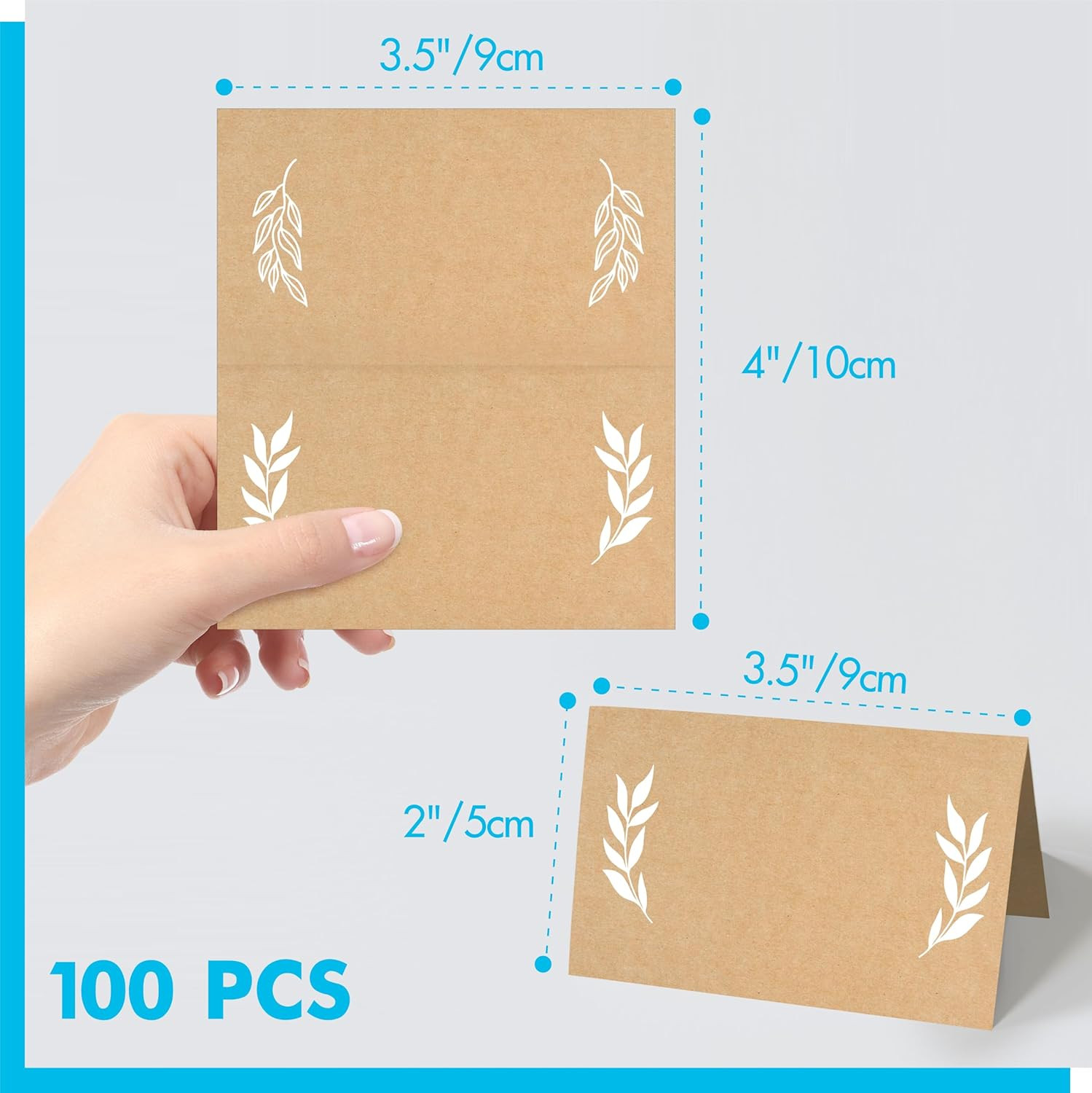 100 PCS Kraft Place Cards, Small Blank Tent Cards Delicate Seating Cards Rustic