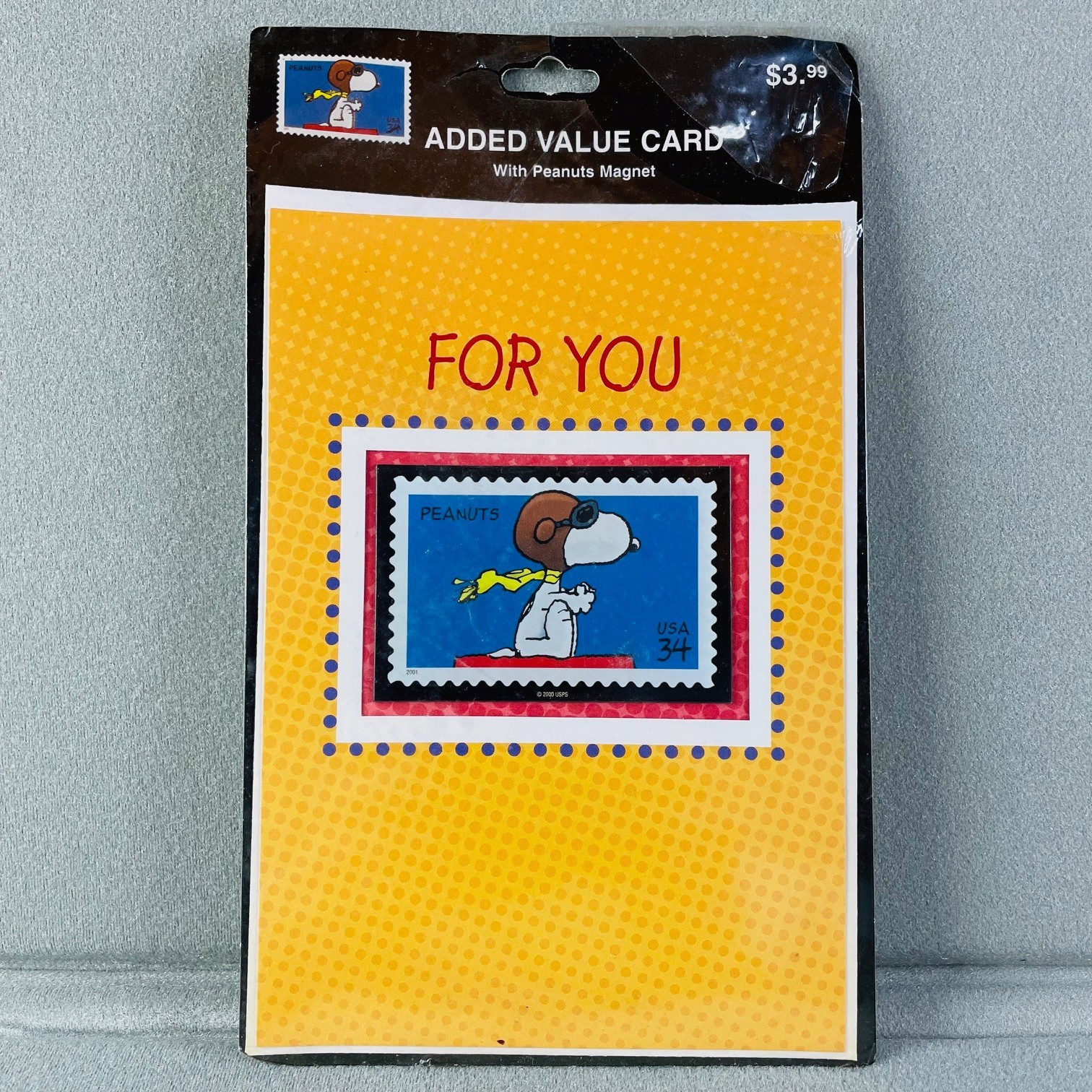 NOS Vtg Y2K Peanuts Snoopy Red Baron Added Value Card with Magnet