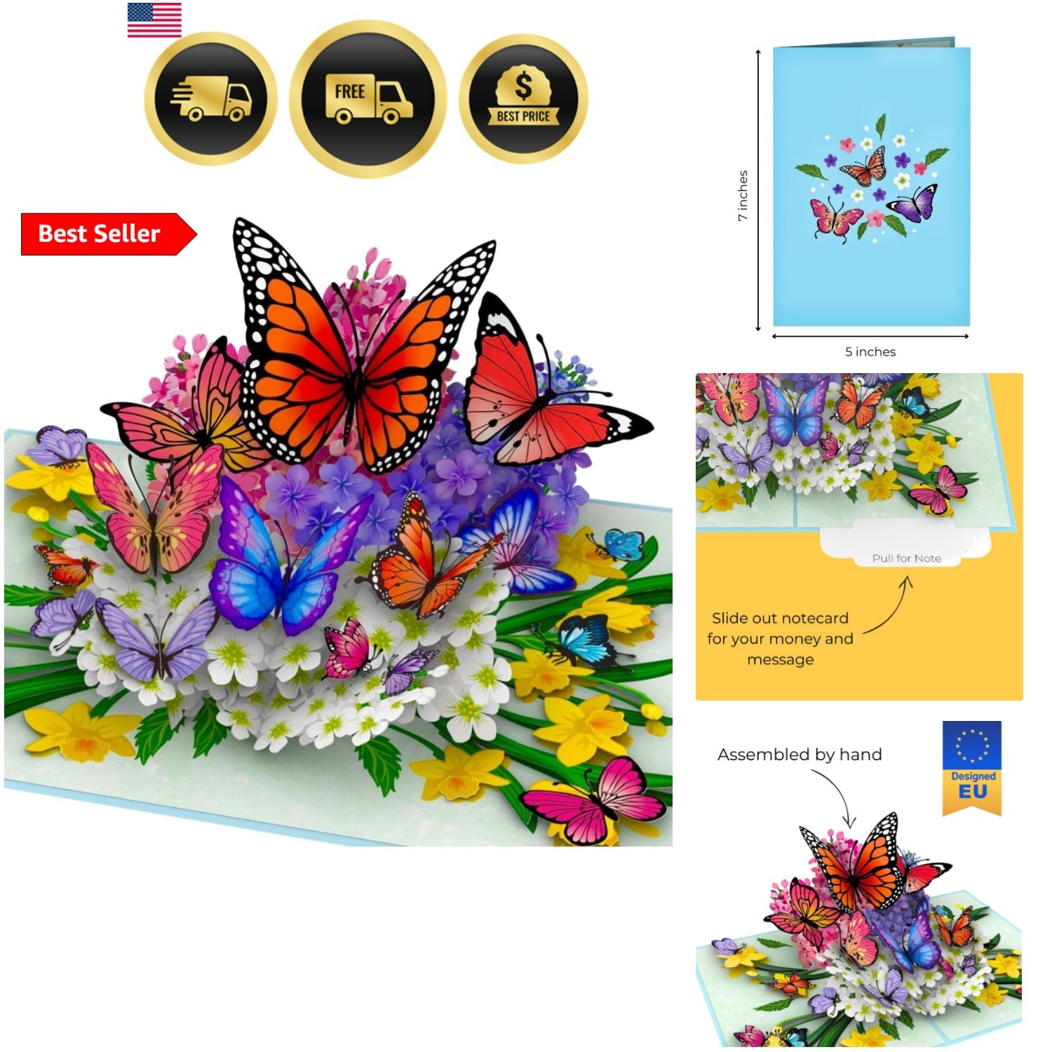 Butterflies in Nature Pop Up Card – 3D Butterfly Card for Wife, Husband, Girl…