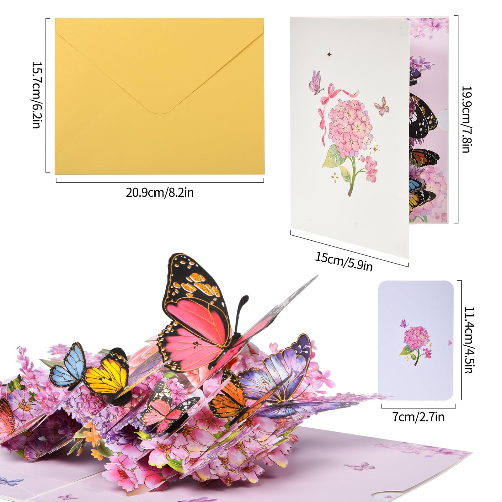 FIAMR 3D Pop Up Birthday Card, Butterfly/Flower Greeting Card for Women