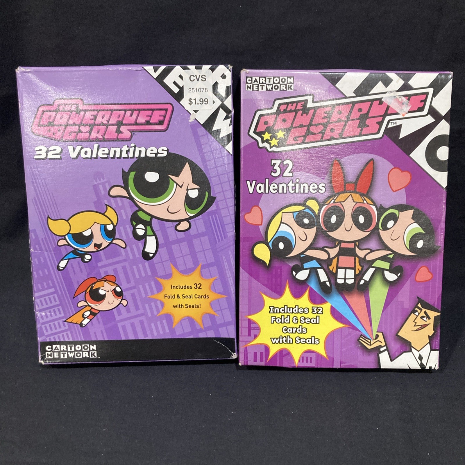 Powerpuff Girls 32 Fold & Seal Valentines New Sealed Cartoon Network (2 Diff)