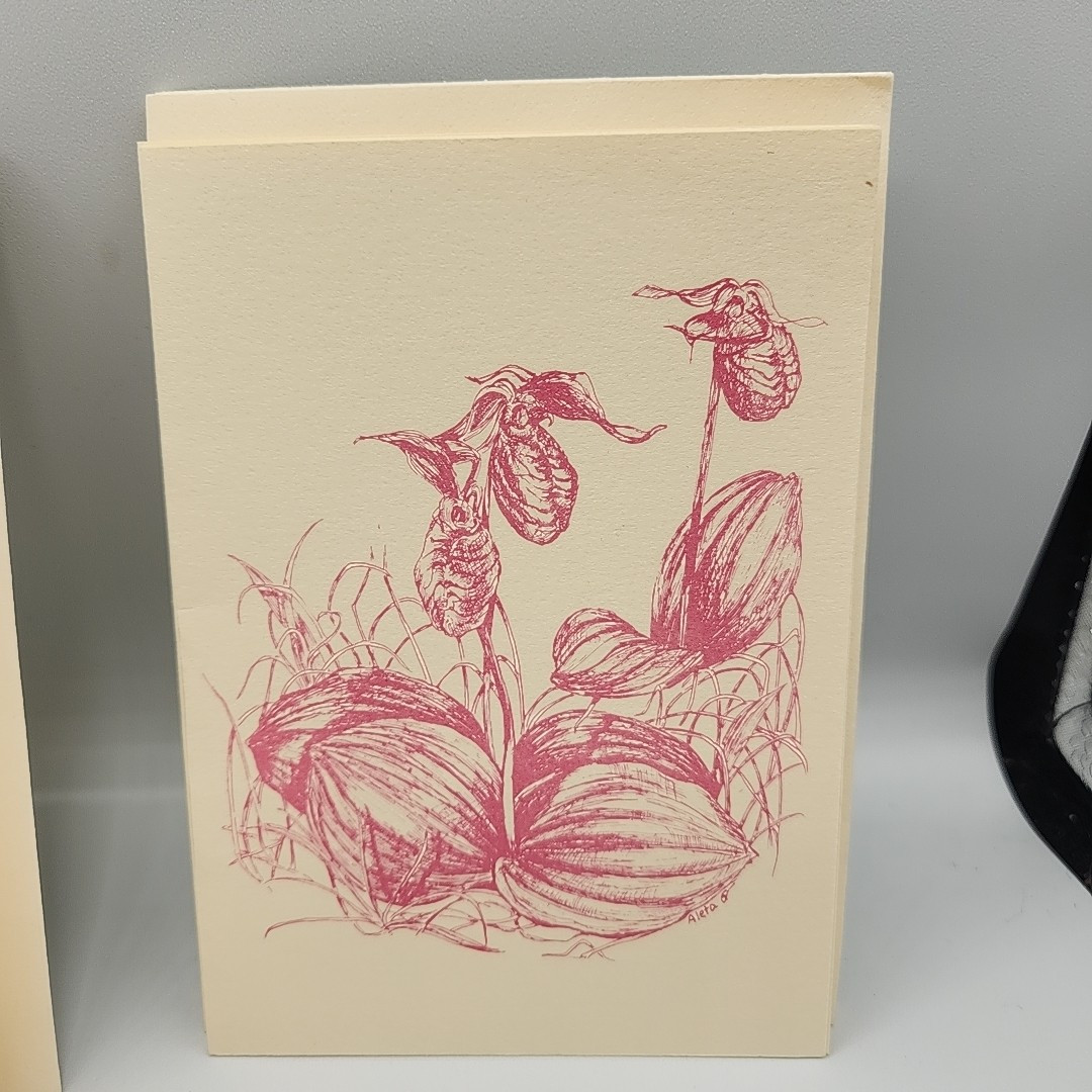 12 Printed Floral Notecards Botanical Art Stationary Cards Artist Vtg Signed
