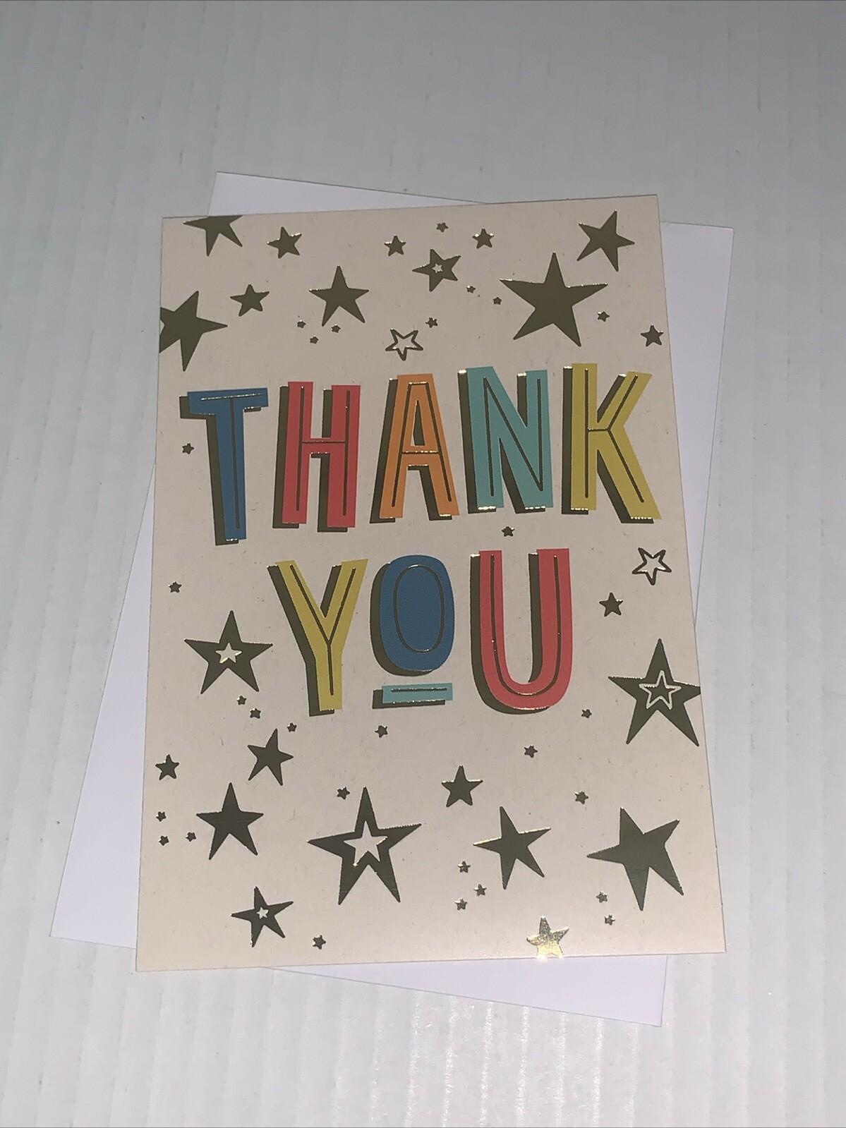 Hallmark Thank You Blank Card: Simple Bold Colorful Gold Foil Stars Appreciation