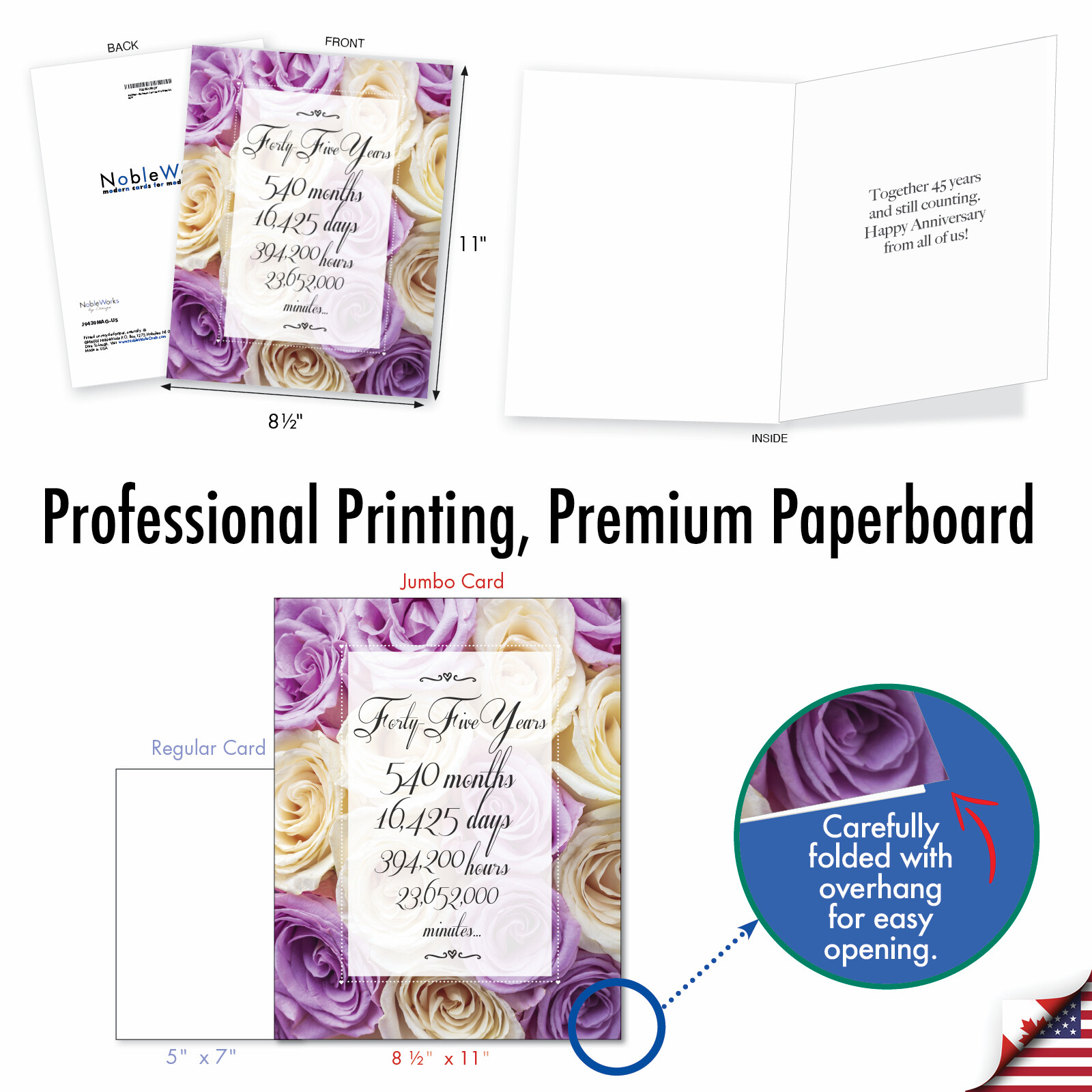 45th Anniversary Card (8.5 x 11 Inch) – Year Time Count J9439MAG-US