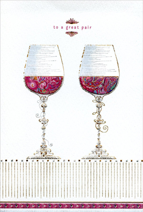 Pictura Great Pair Fancy Wine Glasses Wedding Anniversary Congratulations Card