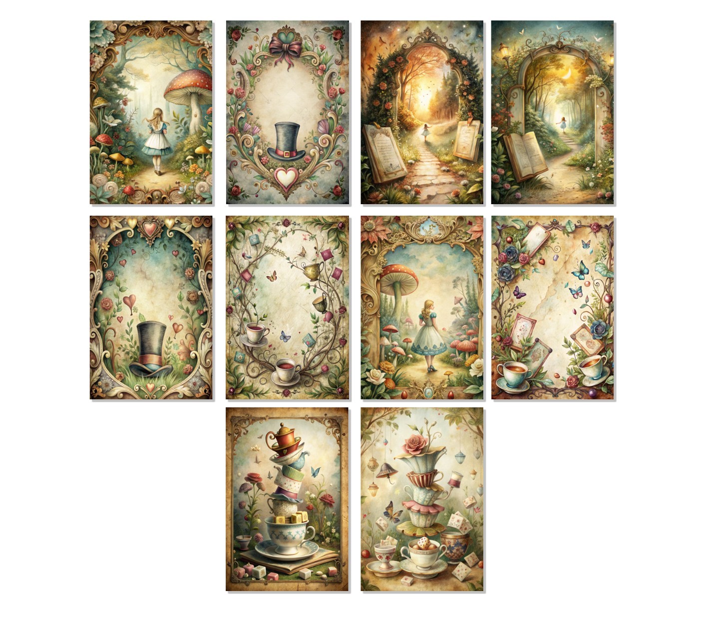 10 Alice in Wonderland All Occasion Note Cards Blank Greeting Cards Envelopes