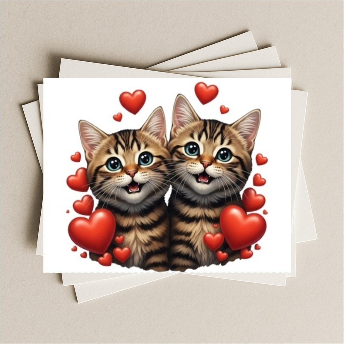 Love Valentine’s Day Anniversary brown cats blank greeting card note or gift cat