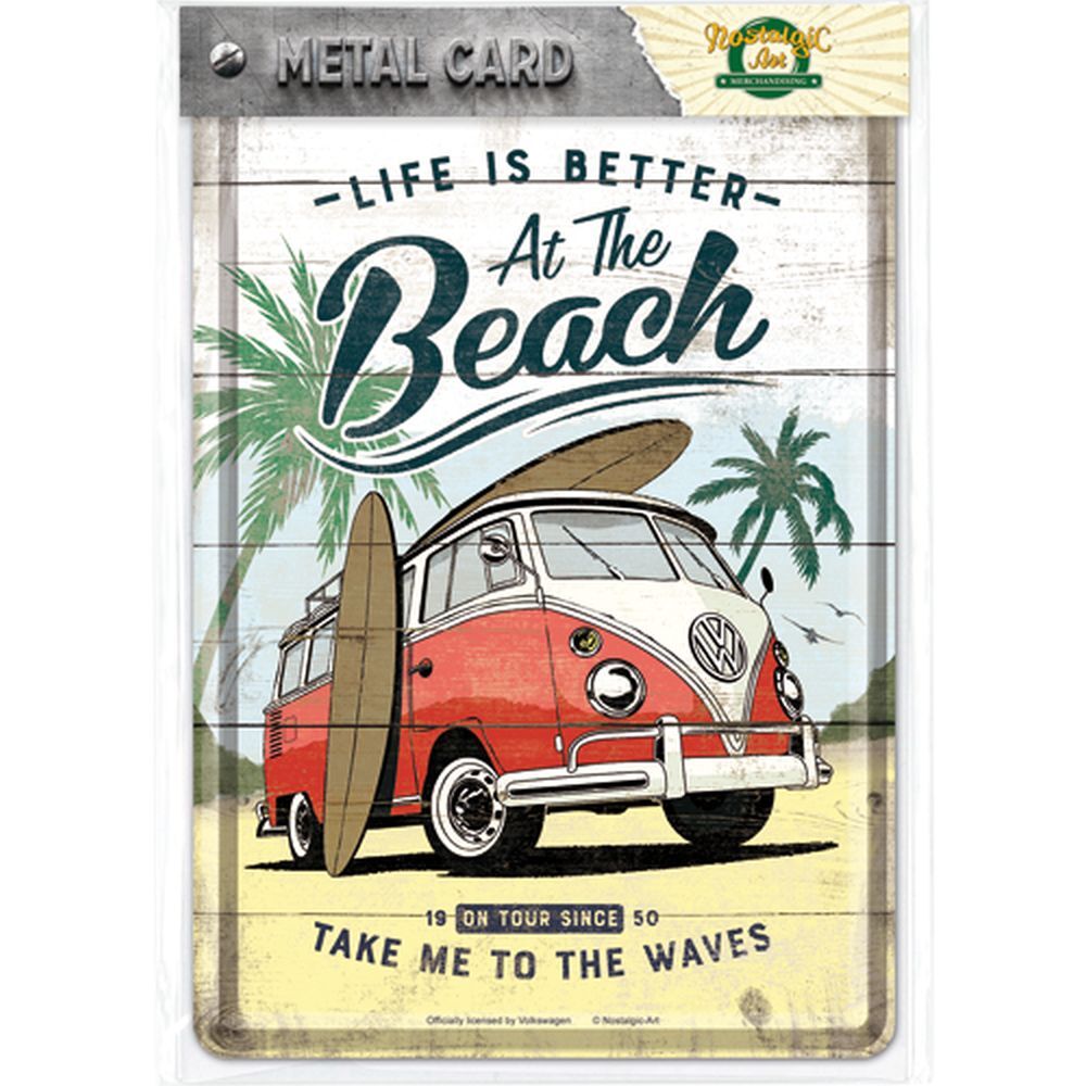 Tin postcard – 3 x 6 in – Volkswagen VW Bulli Beach