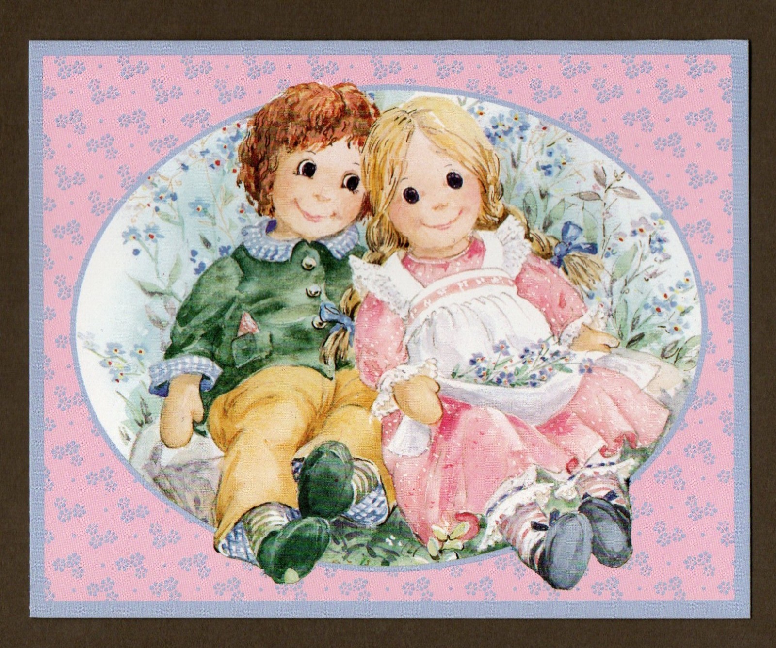 Vintage Red Farm Studio Notecards, 4 Ct, Boy/Girl Dolls Best Friends
