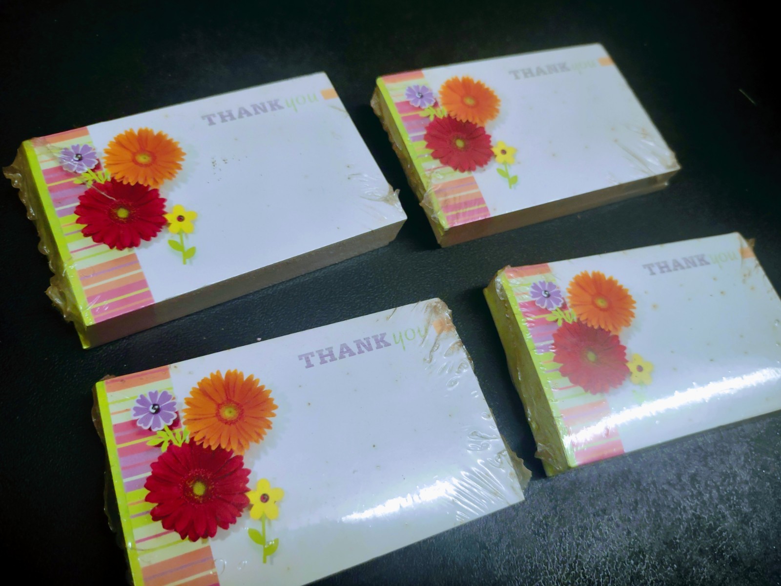 50 Vintage Floral Enclosure Cards, “Thank You” with Red & Orange Gerbera Daisies