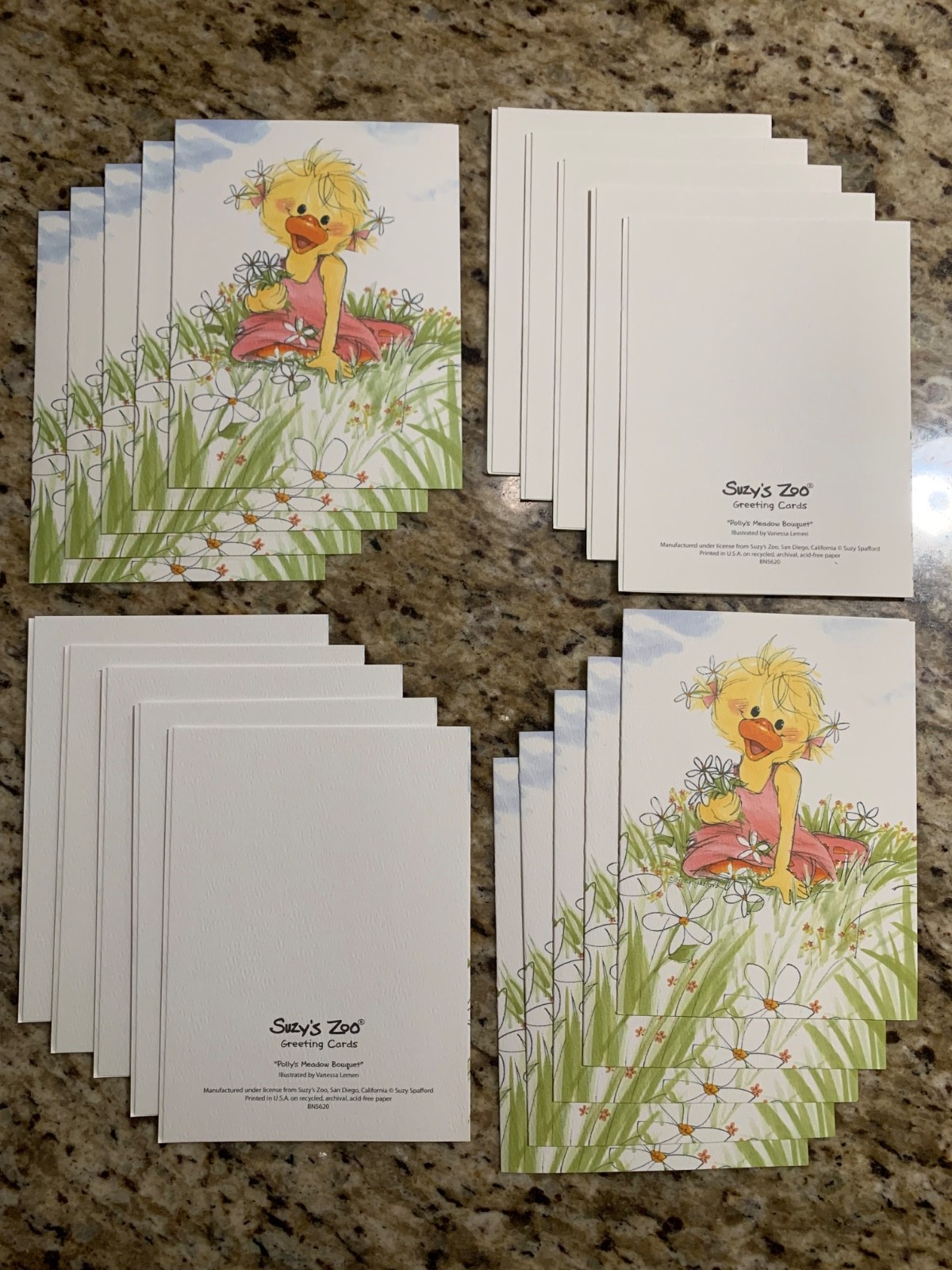 Suzy’s Zoo 20 blank cards lot 2: “Polly’s Meadow Bouquet” cards w/o envelopes