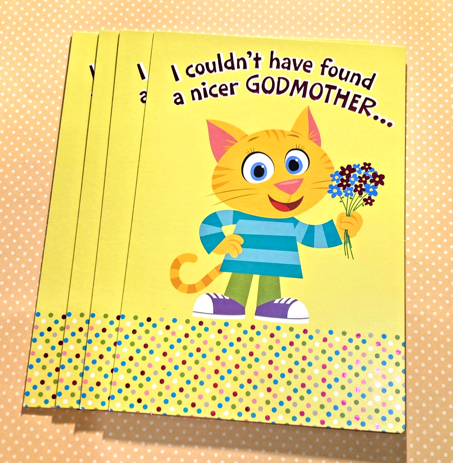 Cute Funny Cat Mother’s Day Greeting Card to Godmother Envelope Included