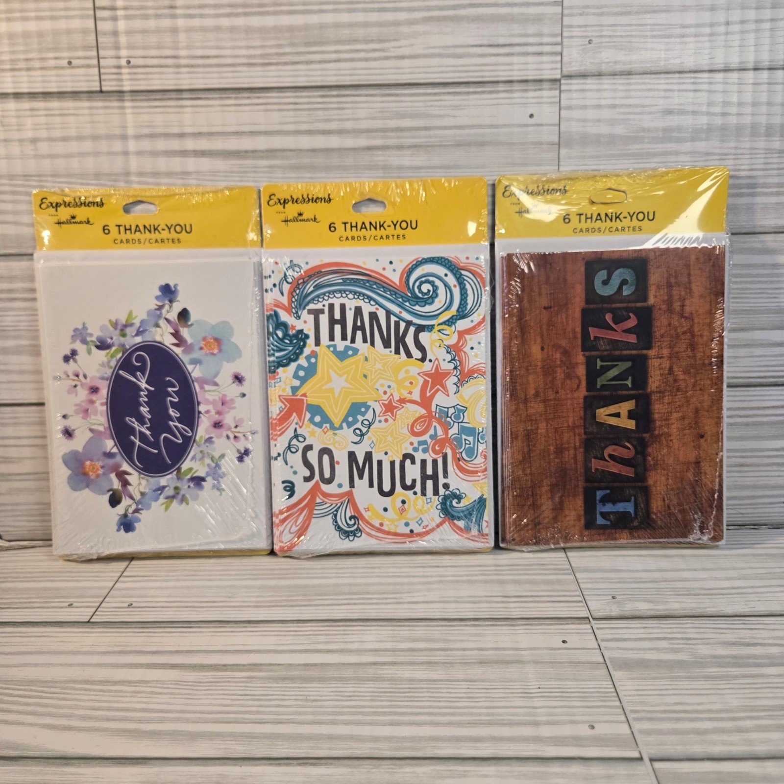 Hallmark Expressions Thank You Cards 18 Count 3 Packs Blank Inside Floral Rustic