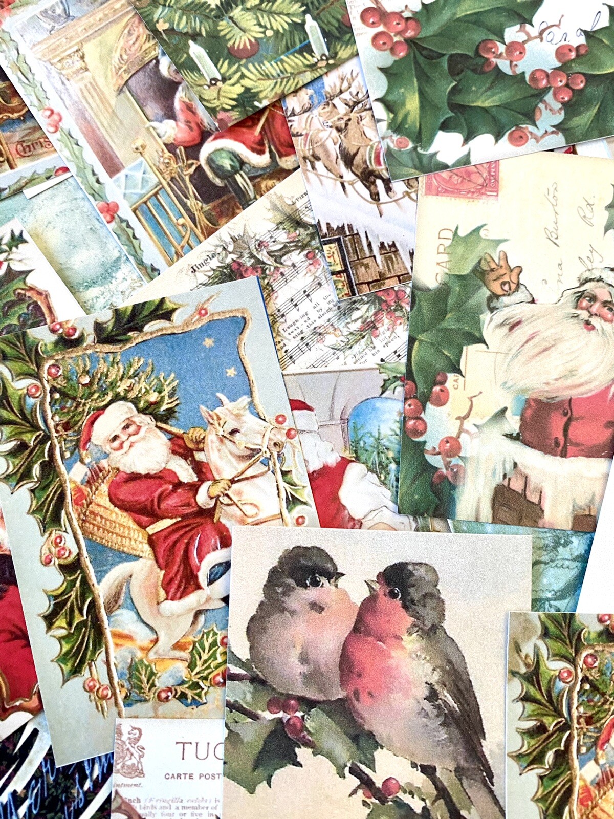 Christmas Card Prints Lot Of 50+ Vintage Xmas Cards Tags Christmas Decor #CL50