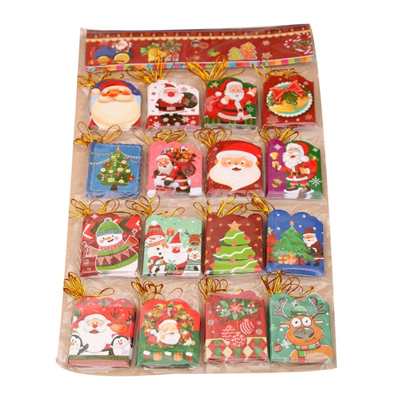 1 Set Mini Christmas Greeting Cards Hanging Card for Christmas Tree Present