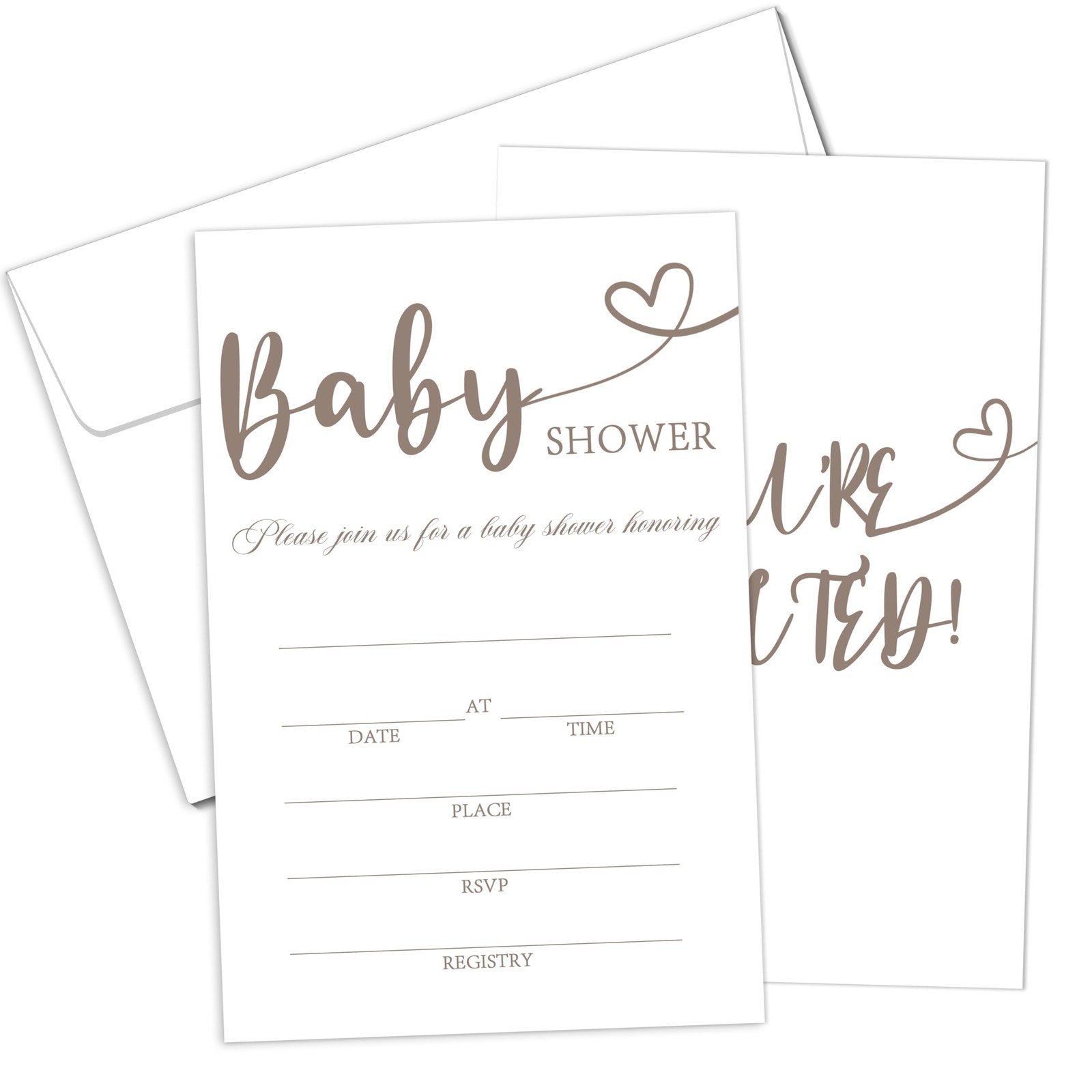 25 PCS Minimalist Baby Shower Invitations Gender Neutral Envelopes Modern