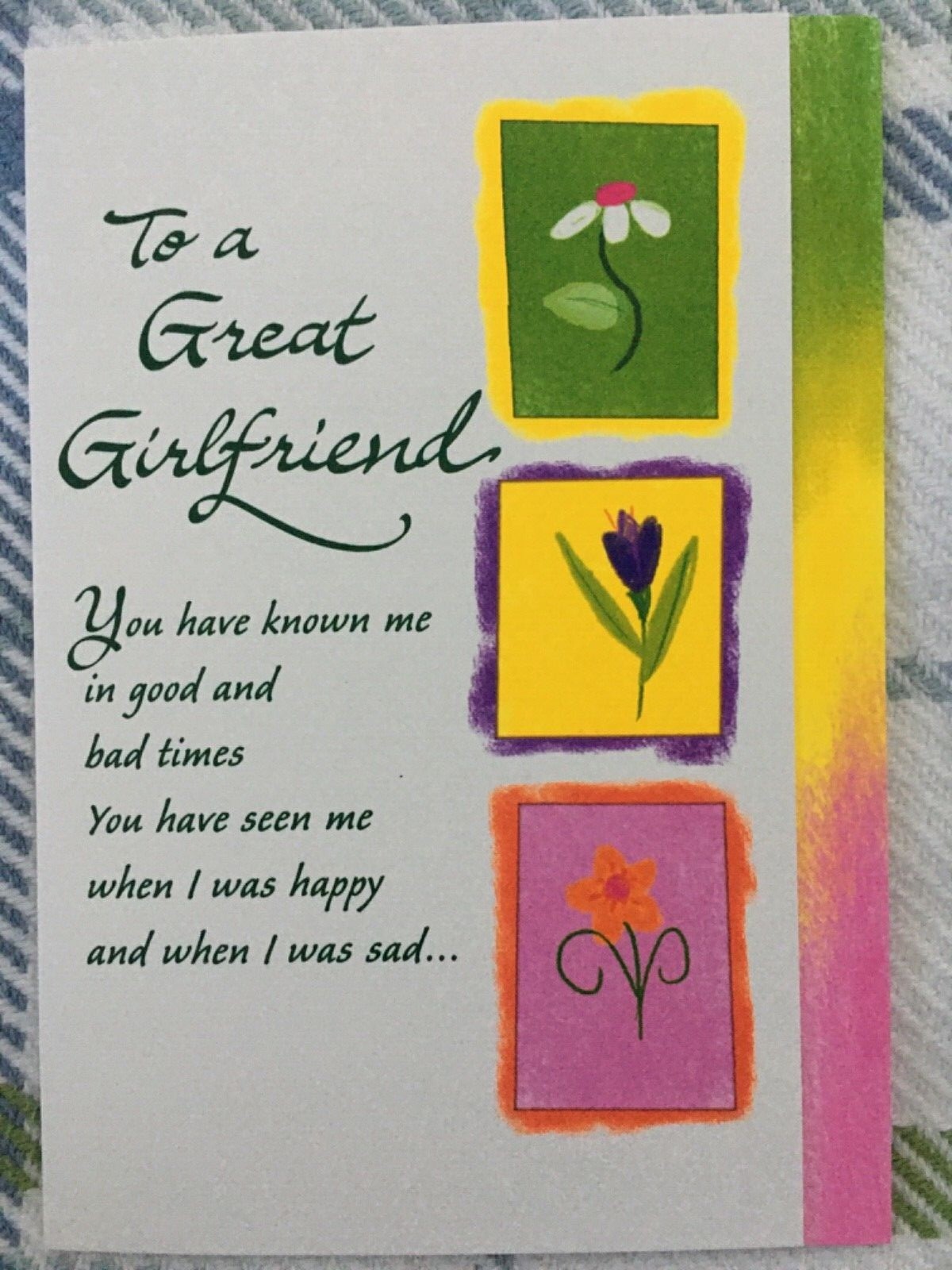 New Blue Mountain Arts Card TO A GREAT GIRLFRIEND