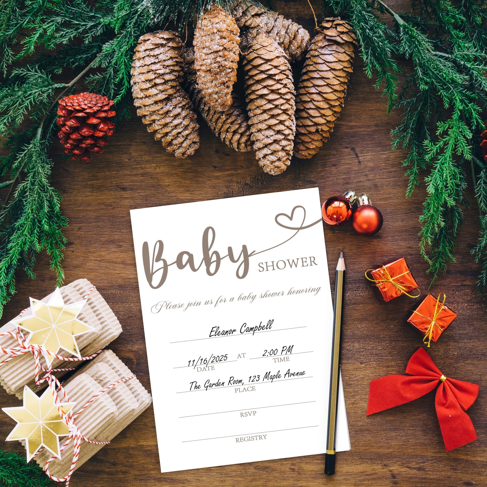 25 PCS Minimalist Baby Shower Invitations Gender Neutral Envelopes Modern