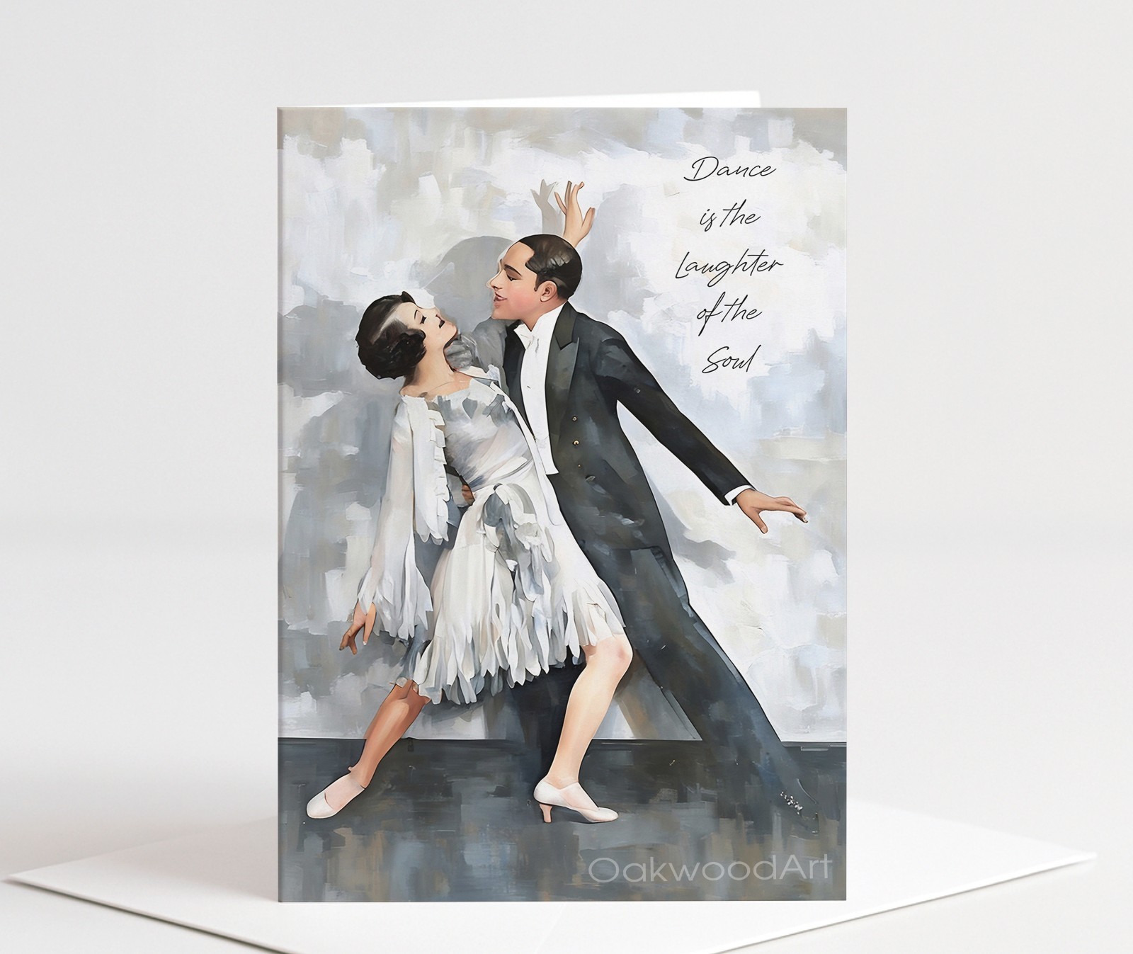 SET of 10 DANCE is the LAUGHTER of the SOUL Art Deco Notecards, Couple Dancing