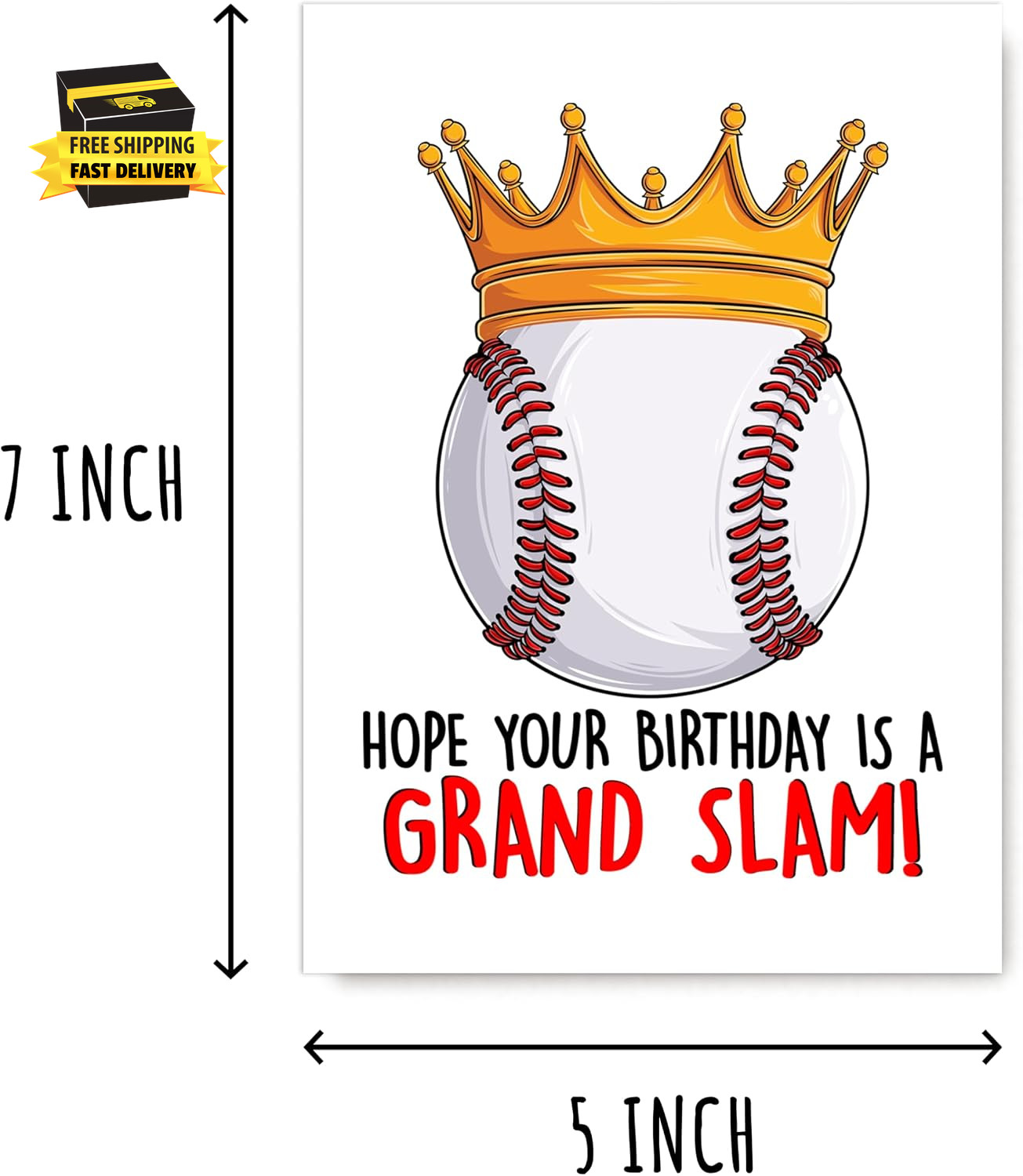 Baseball Birthday Card – Hope Your Birthday Is a Grand Slam Card – Sports Bday C