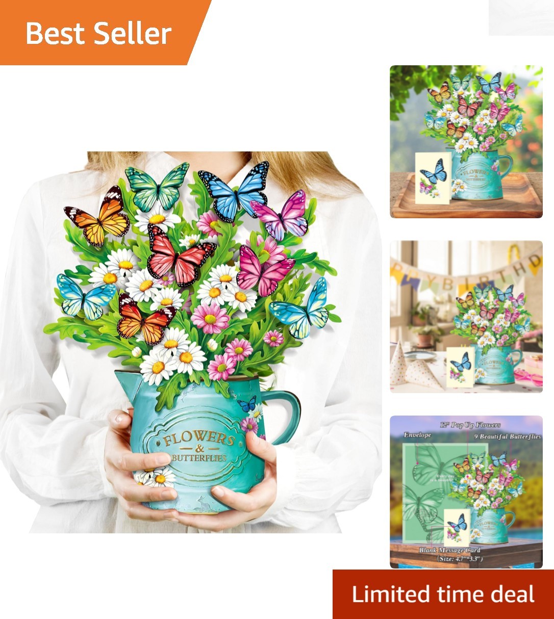 Elegant Daisies & Butterflies 3D Pop-Up Greeting Card – A Heartfelt Keepsake